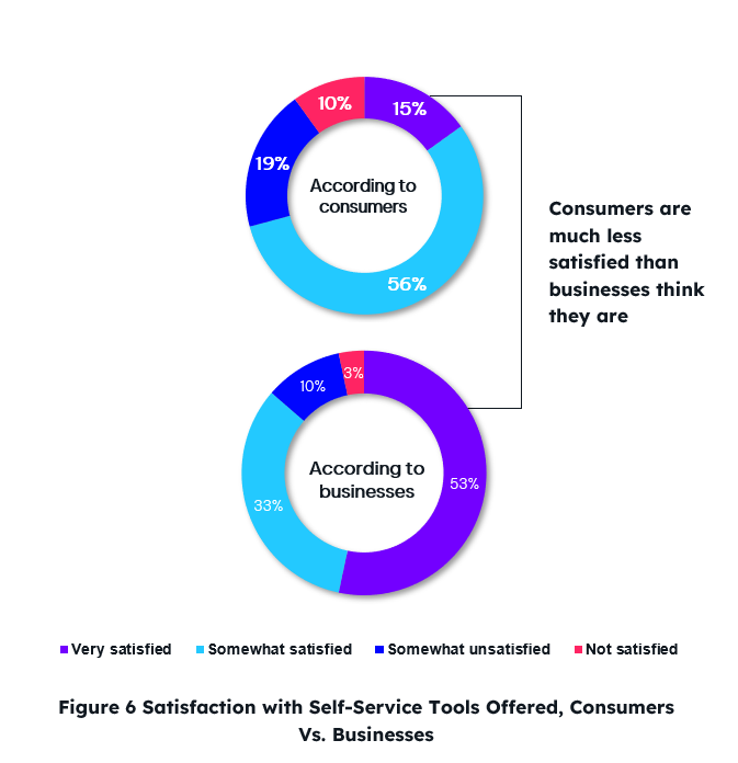 Figure 6 Satisfaction with self-service tools offered, consumers vs. businesses